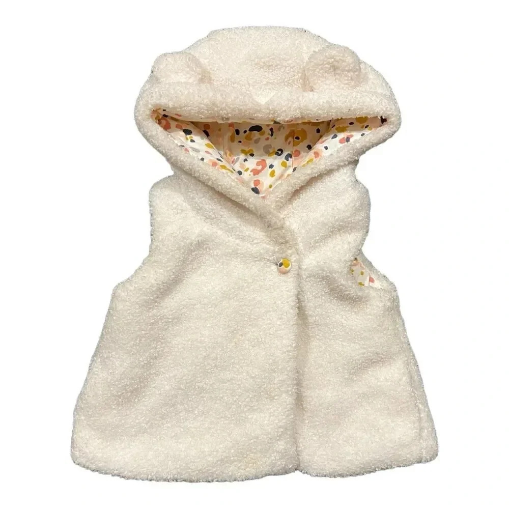 Catherine Malandrino Mini White Teddy Bear Vest 18-24 months